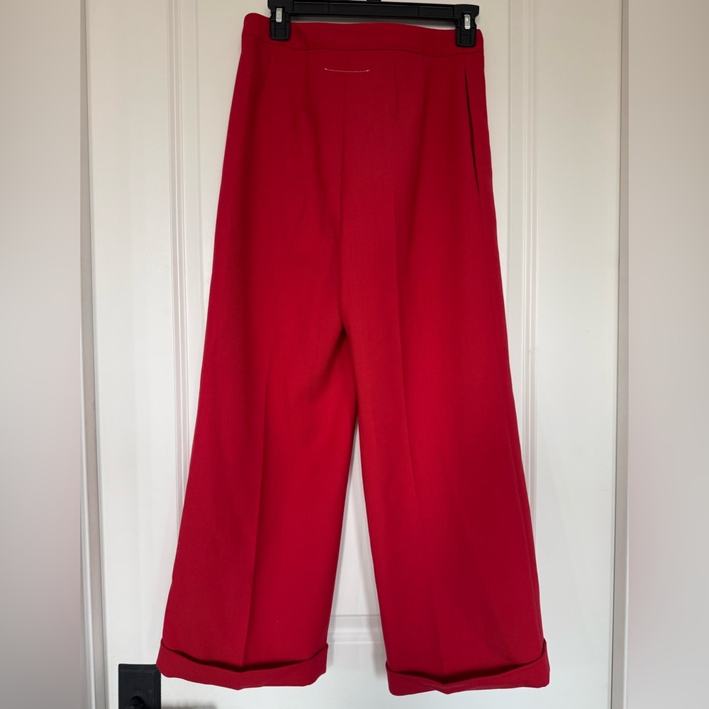 MM6 Maison Margiela Red Cropped Wide Leg Pants NWT IT 40 Made in Italy